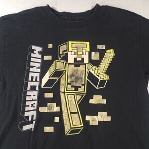 Mojang Minecraft Casual Short Sleeve Graphic T-Shirt Youth Boys Size M Black